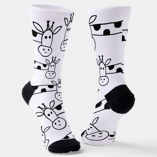 Funny Giraffe Line Zeichnend Doodles Quirky Socken (Gewinkelt)