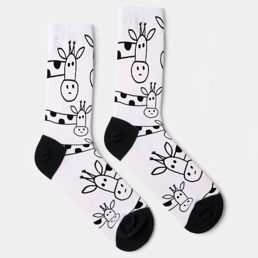 Funny Giraffe Line Zeichnend Doodles Quirky Socken (Rechts)