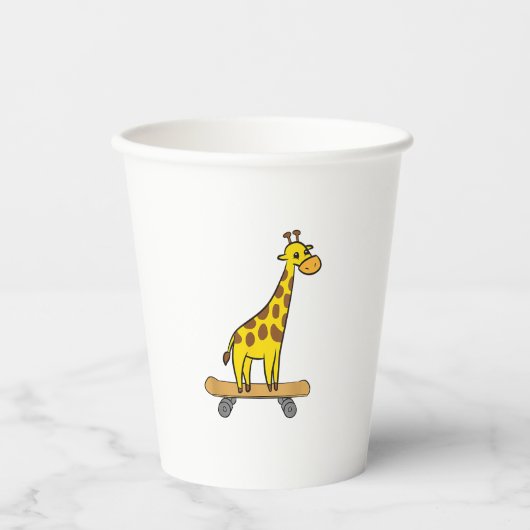 Funny Giraffe Lover Giraffe Skateboard Pappbecher (Vorderseite)