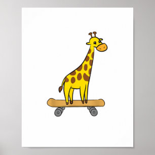 Funny Giraffe Lover Giraffe Skateboard Poster