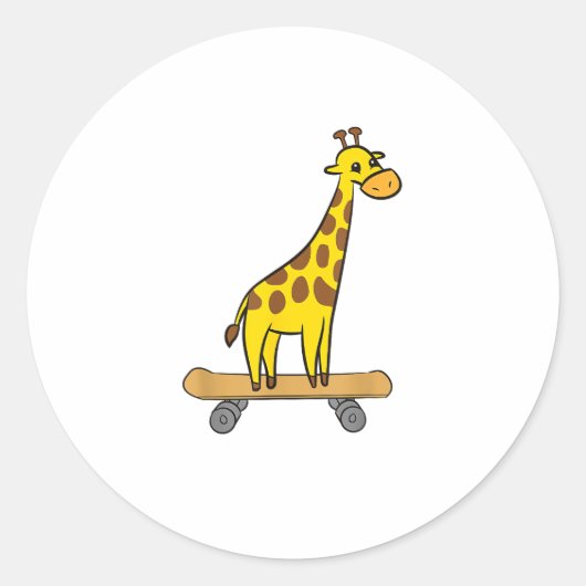 Funny Giraffe Lover Giraffe Skateboard Runder Aufkleber (Vorderseite)