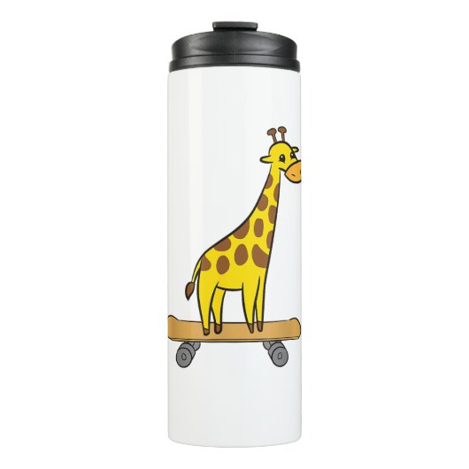 Funny Giraffe Lover Giraffe Skateboard Thermosbecher (Vorderseite)