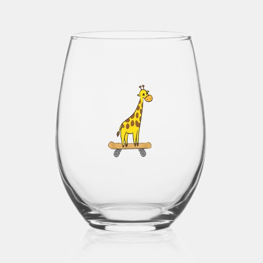 Funny Giraffe Lover Giraffe Skateboard Weinglas Ohne Stiel (Vorderseite)