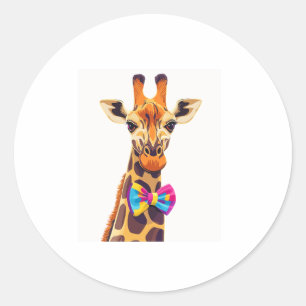 Funny Giraffe mit Bowtie Animal Spaß Runder Aufkleber