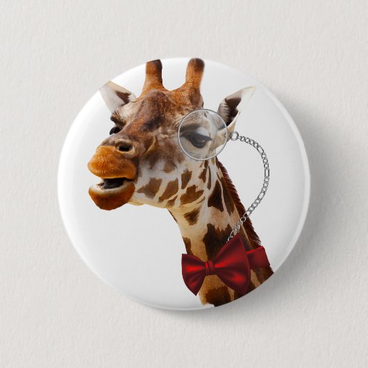 Funny Giraffe mit Bowtie und Monocle Button (Vorderseite)