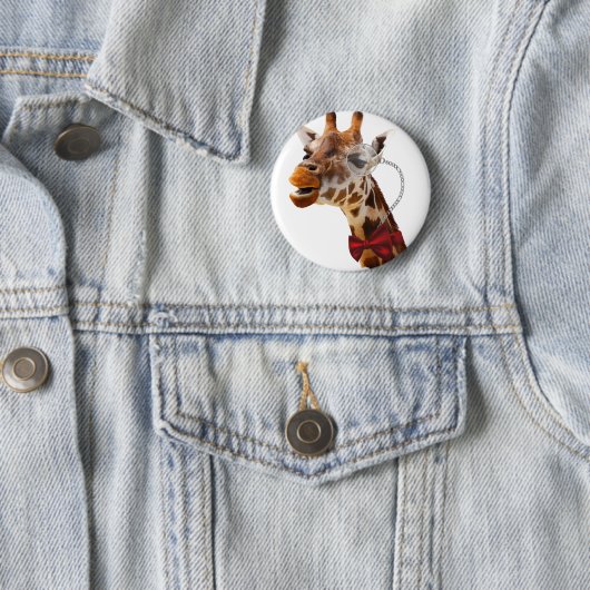 Funny Giraffe mit Bowtie und Monocle Button (Beispiel)