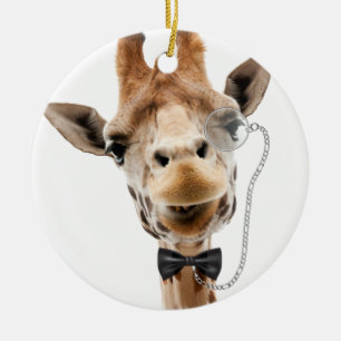 Funny Giraffe mit Bowtie und Monocle Keramik Ornament
