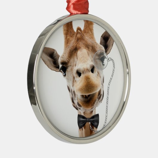 Funny Giraffe mit Bowtie und Monocle Ornament Aus Metall (Rechts)