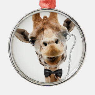 Funny Giraffe mit Bowtie und Monocle Ornament Aus Metall