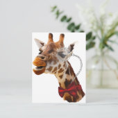 Funny Giraffe mit Bowtie und Monocle Postkarte (Stehend Vorderseite)