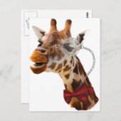 Funny Giraffe mit Bowtie und Monocle Postkarte (Vorne/Hinten)