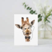 Funny Giraffe mit Bowtie und Monocle Postkarte (Stehend Vorderseite)