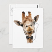 Funny Giraffe mit Bowtie und Monocle Postkarte (Vorne/Hinten)
