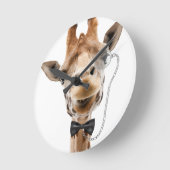 Funny Giraffe mit Bowtie und Monocle Runde Wanduhr (Winkel)