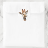 Funny Giraffe mit Bowtie und Monocle Runder Aufkleber (Tasche)