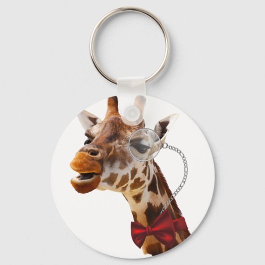 Funny Giraffe mit Bowtie und Monocle Schlüsselanhänger (Vorderseite)
