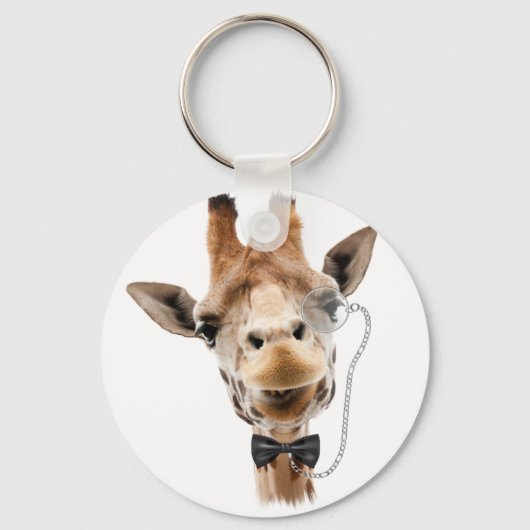 Funny Giraffe mit Bowtie und Monocle Schlüsselanhänger (Vorderseite)