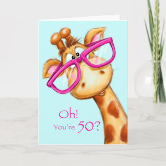 Funny Giraffe mit Brille, Happy Birthday Karte