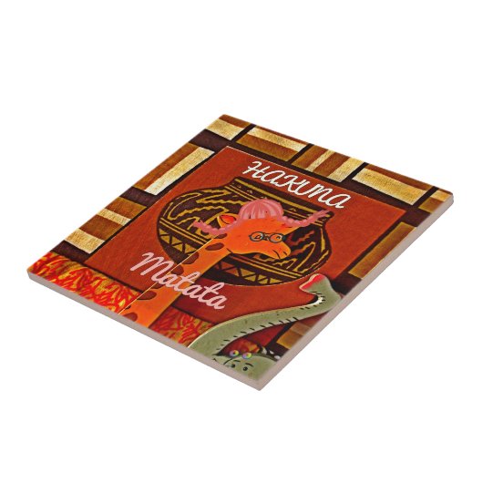 Funny Giraffe mit coolem Text Hakuna Matata Design Fliese (Seite)