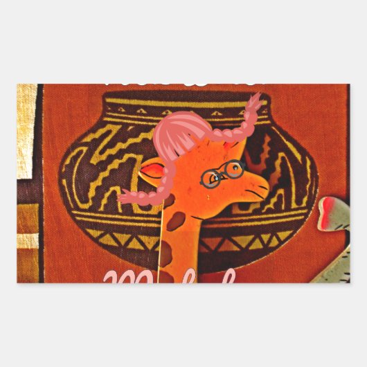 Funny Giraffe mit coolem Text Hakuna Matata Design Rechteckiger Aufkleber (Vorderseite)