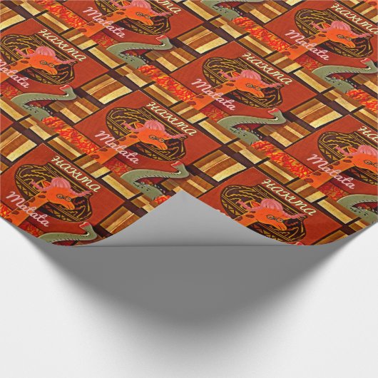 Funny Giraffe mit coolem Text Hakuna Matata Geschenkpapier (Ecke)