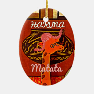 Funny Giraffe mit coolem Text Hakuna Matata Keramikornament