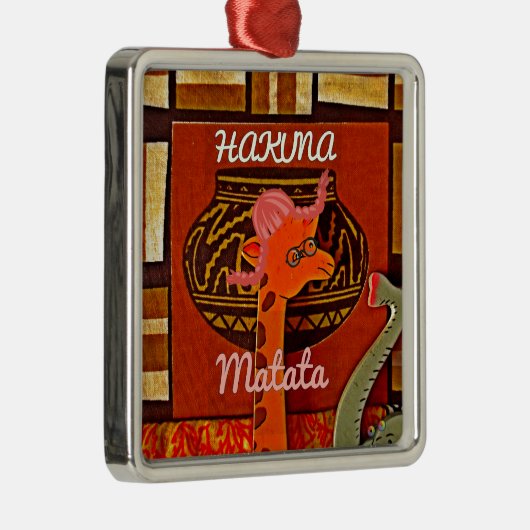 Funny Giraffe mit coolem Text Hakuna Matata Ornament Aus Metall (Rechts)