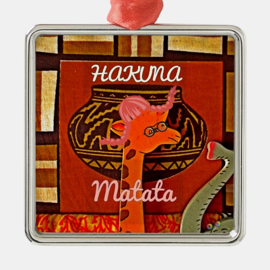 Funny Giraffe mit coolem Text Hakuna Matata Ornament Aus Metall (Vorne)