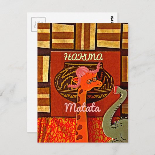 Funny Giraffe mit coolem Text Hakuna Matata Postkarte (Vorne/Hinten)