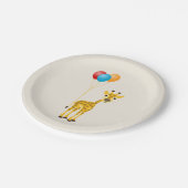 Funny Giraffe mit farbenfrohen Ballons Pappteller (Schrägansicht)