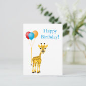 Funny Giraffe mit farbenfrohen Ballons Postkarte (Stehend Vorderseite)
