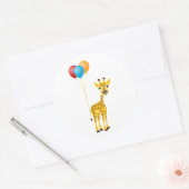 Funny Giraffe mit farbenfrohen Ballons Runder Aufkleber (Umschlag)