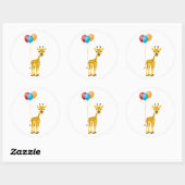 Funny Giraffe mit farbenfrohen Ballons Runder Aufkleber (Blatt)