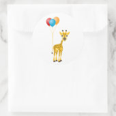 Funny Giraffe mit farbenfrohen Ballons Runder Aufkleber (Tasche)