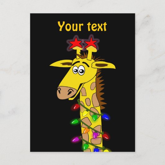 Funny Giraffe mit Lichtern Whimsischer Weihnachten (Vorderseite)