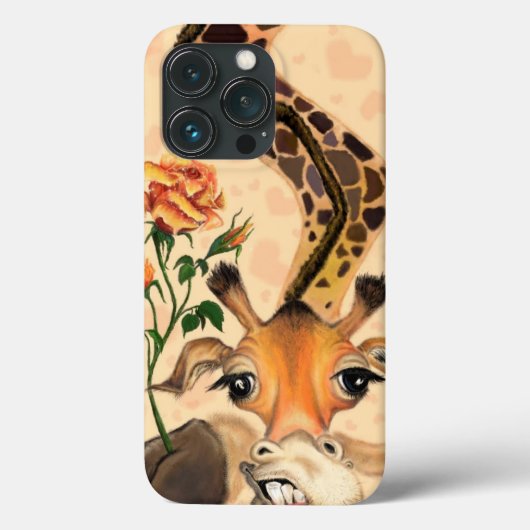Funny Giraffe mit Rose iPhone Case (Rückseite)