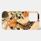 Funny Giraffe mit Rose iPhone Case (Rückseite (Horizontal))