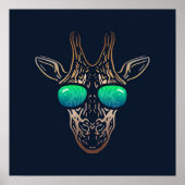 Funny Giraffe | Mit Sonnenbrille Mauer drucken Poster (Vorne)
