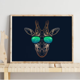 Funny Giraffe | Mit Sonnenbrille Mauer drucken Poster