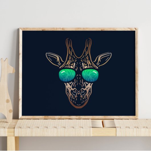 Funny Giraffe | Mit Sonnenbrille Mauer drucken Poster