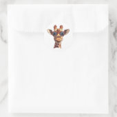Funny Giraffe mit Sonnenbrille Runder Aufkleber (Tasche)