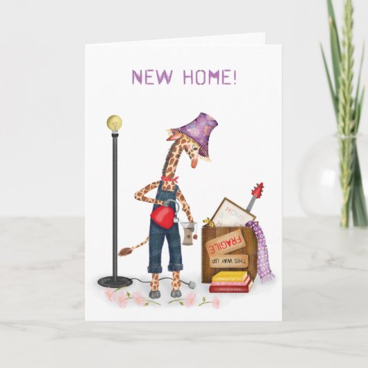 Funny giraffe new home card karte (Vorderseite)
