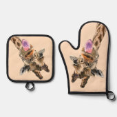 Funny Giraffe Oven Mitt & Pot Holder Set (Vorderseite)