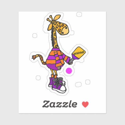 Funny Giraffe Playing Pickleball Aufkleber (Blatt)