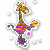 Funny Giraffe Playing Pickleball Aufkleber (Vorderseite)