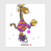 Funny Giraffe Playing Pickleball Aufkleber (Blatt)