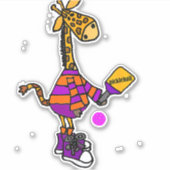 Funny Giraffe Playing Pickleball Aufkleber (Vorderseite)