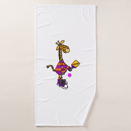 Funny Giraffe Playing Pickleball Badehandtuch (Badehandtuch)
