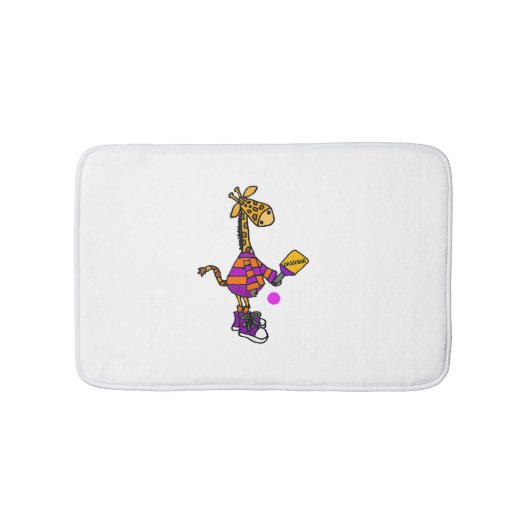 Funny Giraffe Playing Pickleball Badematte (Vorderseite)