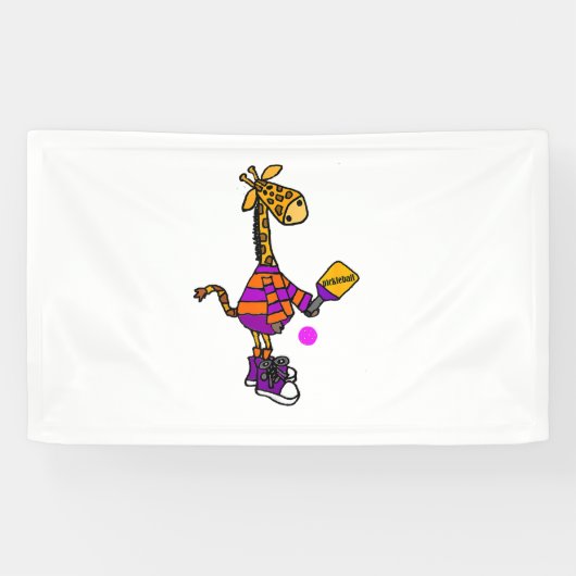 Funny Giraffe Playing Pickleball Banner (Horizontal)